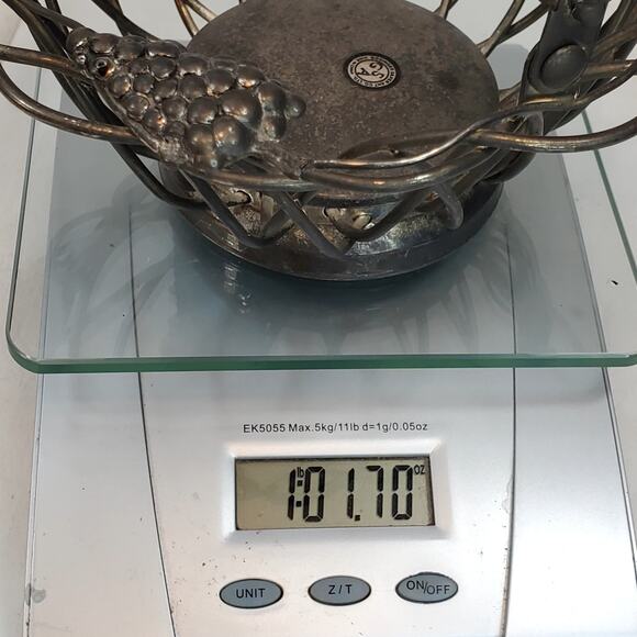 Godinger Silver Art Co Ltd. Wire Basket With Handle Grapevine Grape Leaves 7.5" - Picture 10 of 10